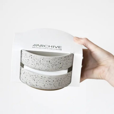 Bowl Fundament - set of 2 | light grey speckled / white