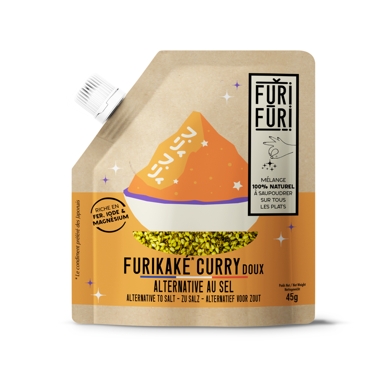 Furikake Curry - Condiment sésame & algues - alternative sel 45G