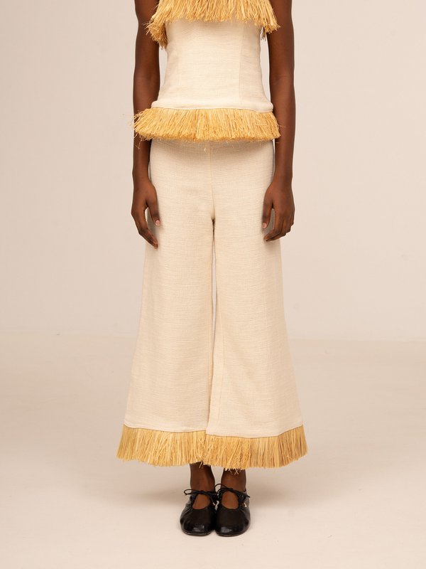 Noctis broek van stro met franjes