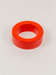 Wide round orange lacquered bracelet with straight edge