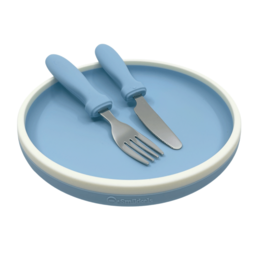 Silicone children's plate with cutlery