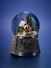Christmas Musical Snow Globe "Christmas Snowstorm", baggrundsbelysning, automatisk elektrisk snestorm, glas