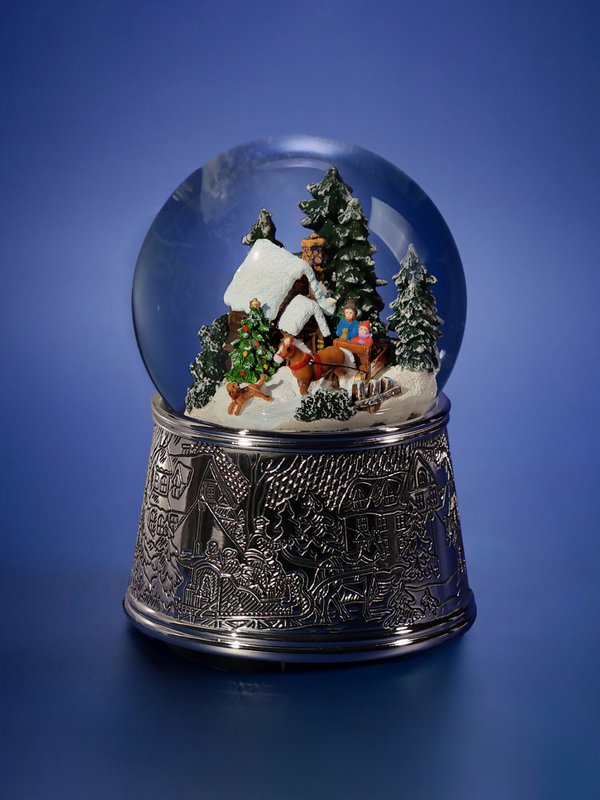 Christmas Musical Snow Globe "Christmas Snowstorm", baggrundsbelysning, automatisk elektrisk snestorm, glas