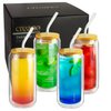 Creano Trinkglas 360ml Deckel Strohhalm 4er-Set