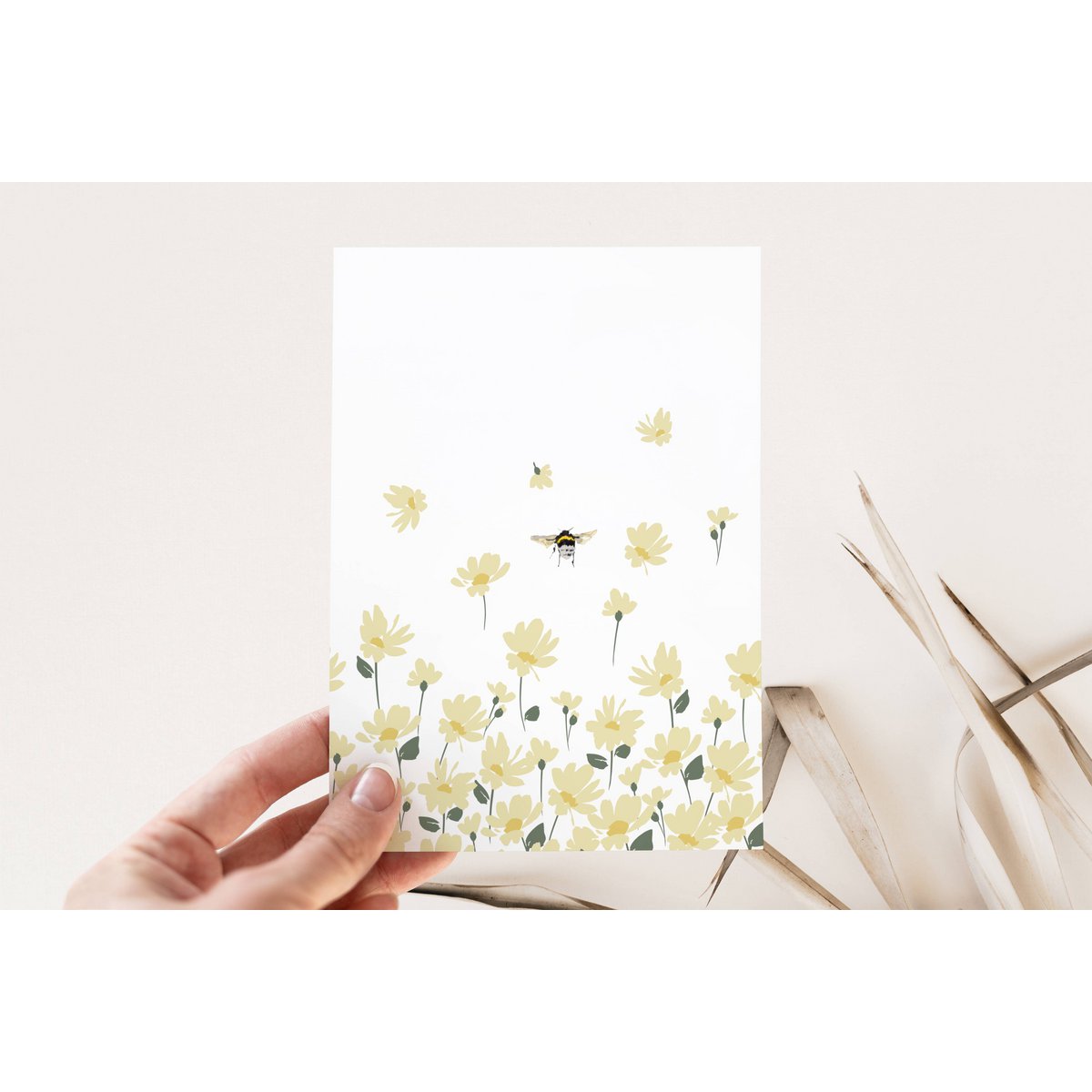 Forårsblomsterkort, gule blomster, forårskort, påskekort - A6-kort