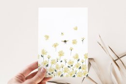 Forårsblomsterkort, gule blomster, forårskort, påskekort - A6-kort