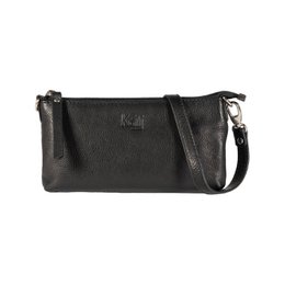 K0013AB | Women's Shoulder Bag in Genuine Full-grain Leather, with light grain. Removable shoulder strap. Polished Nickel Accessories. Black colour. Dimensions: 20 x 10.5 x 2 cm. Packaging: Tnt bag
