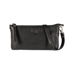 K0013AB | Damen-Umhängetasche aus echtem Vollnarbenleder mit leichter Narbung. Abnehmbarer Schultergurt. Zubehör aus poliertem Nickel. Farbe: Schwarz. Abmessungen: 20 x 10,5 x 2 cm. Verpackung: TNT-Beutel