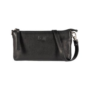 K0013AB | Damen-Umhängetasche aus echtem Vollnarbenleder mit leichter Narbung. Abnehmbarer Schultergurt. Zubehör aus poliertem Nickel. Farbe: Schwarz. Abmessungen: 20 x 10,5 x 2 cm. Verpackung: TNT-Beutel