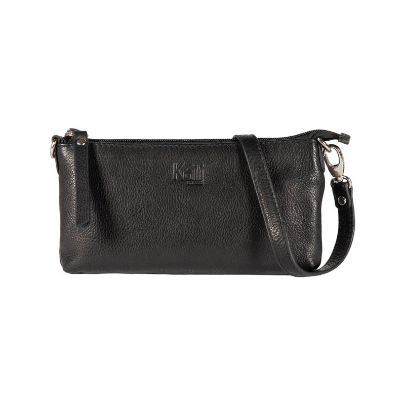 K0013AB | Women's Shoulder Bag in Genuine Full-grain Leather, with light grain. Removable shoulder strap. Polished Nickel Accessories. Black colour. Dimensions: 20 x 10.5 x 2 cm. Packaging: Tnt bag
