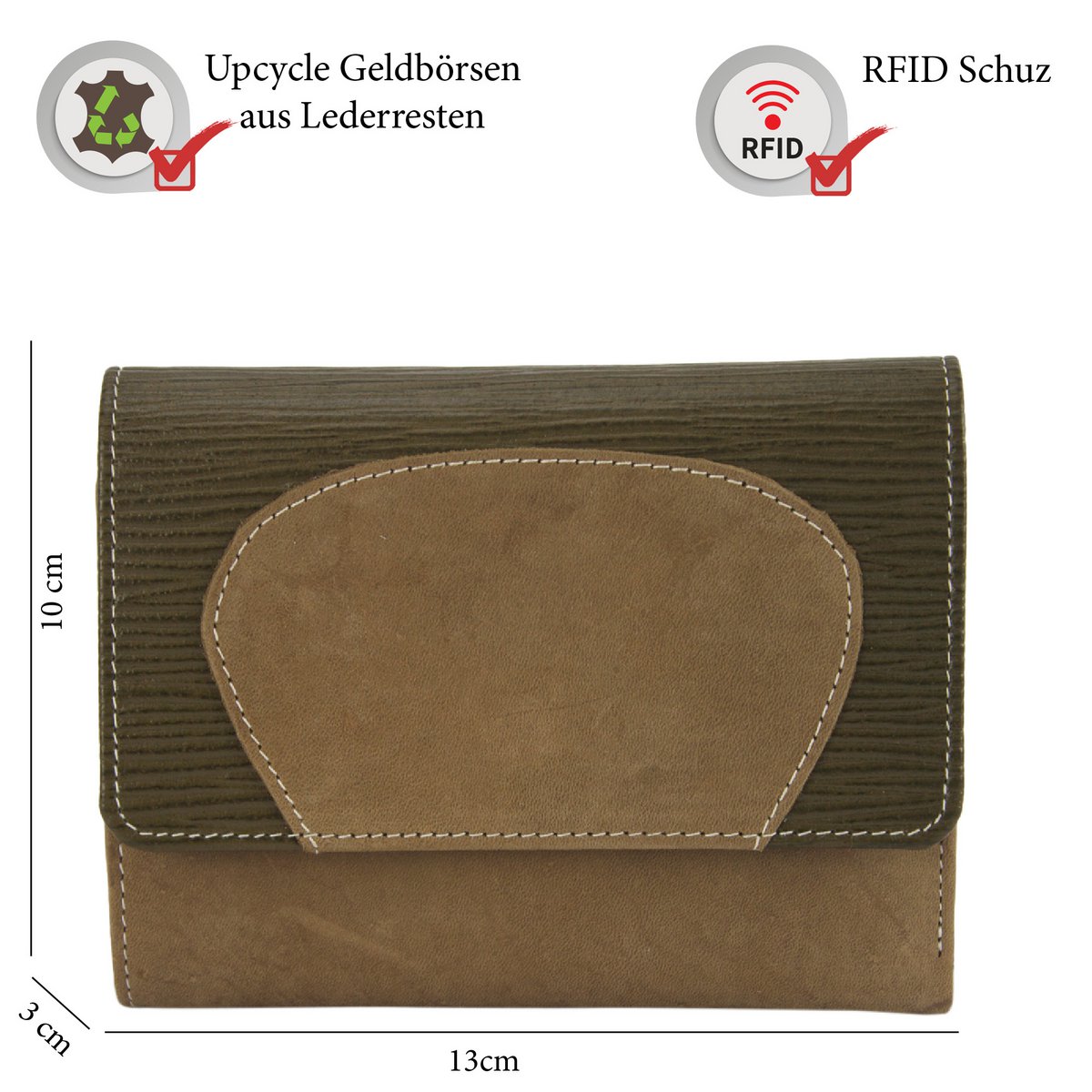 Sunsa damesportemonnee. Leren portemonnee. Portemonnee met RFID-bescherming. Portemonnee gemaakt van overgebleven leer. middelgrote portemonnee voor dames met veel creditcardvakjes - portemonnee voor dames, cadeau-idee