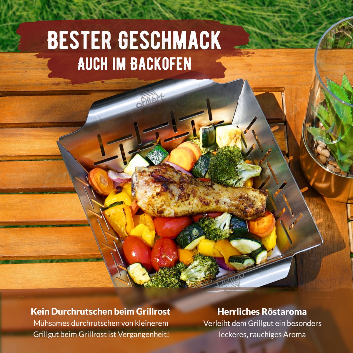 Premium grill basket and grill bowl made of high -quality stainless steel