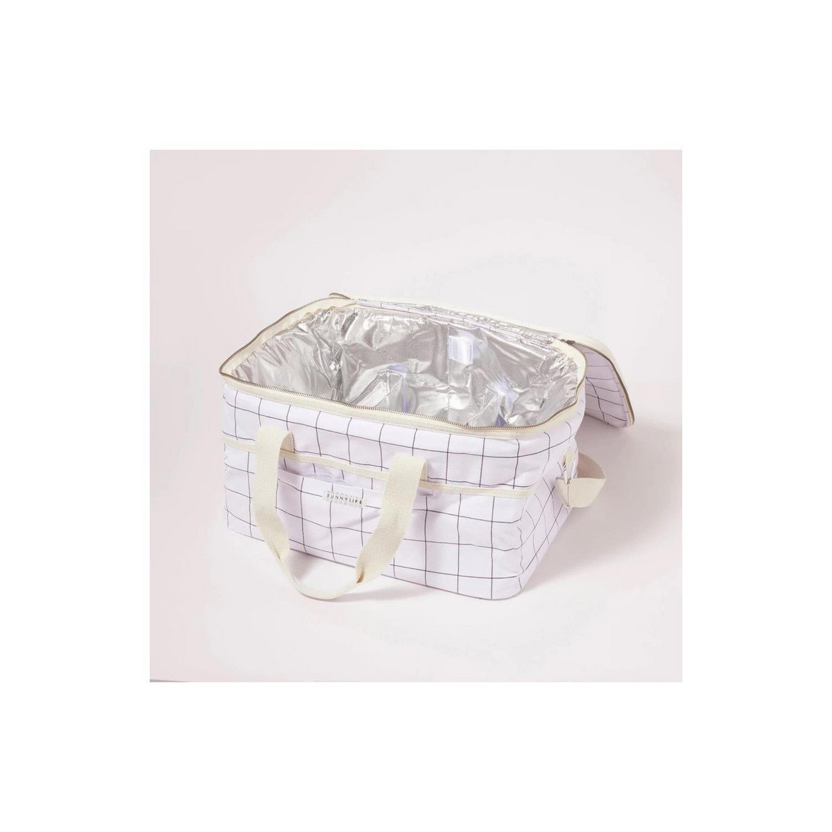 Sunnylife Check Canvas Cooler Bag - Coconut