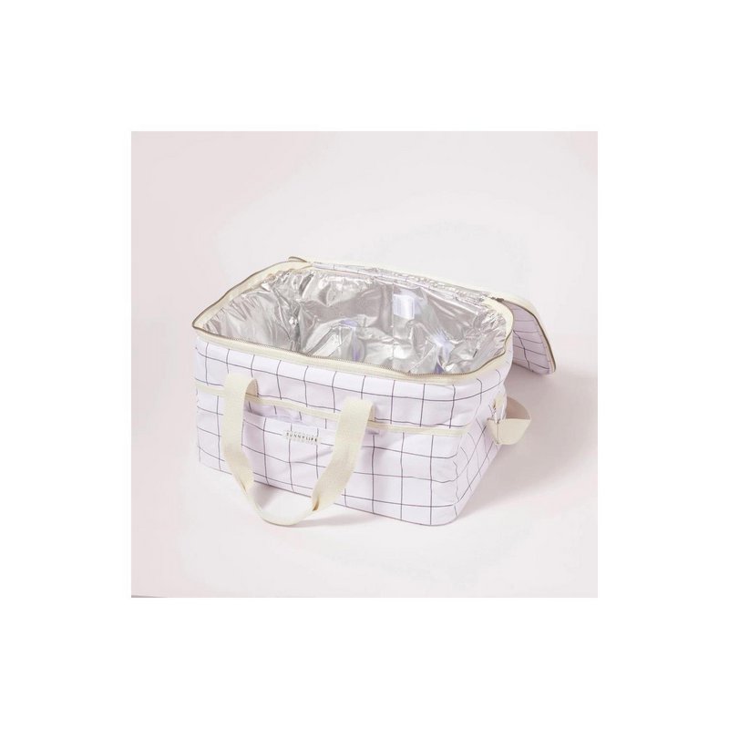 Sunnylife Check Canvas Cooler Bag - Kokosnød