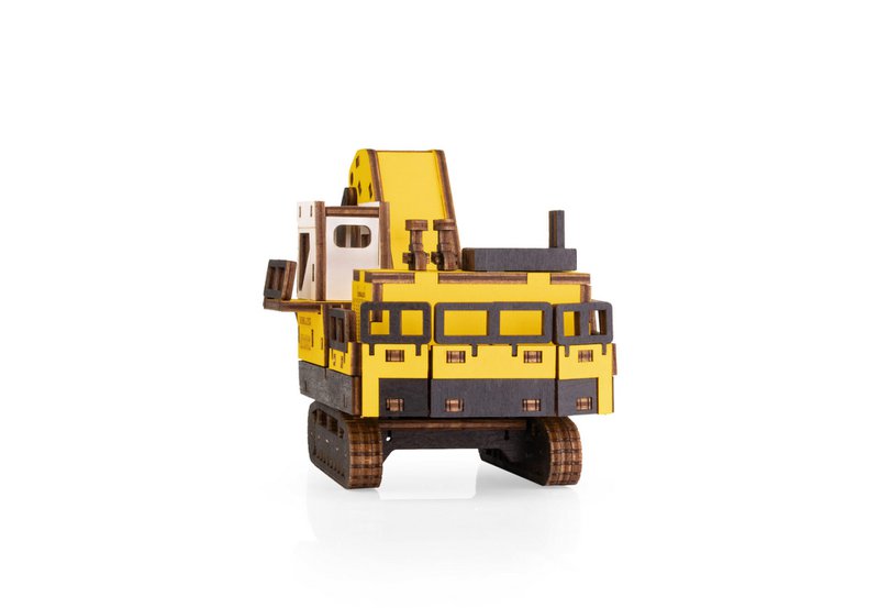 Eco Wood Art (EWA) 3D mechanisches Holzpuzzle, Bergbau-Hydraulikbagger BX20012, 4547, Farbe Gelb, 26,5 x 10,4 x 11,7 cm
