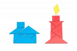 Tangramset in 4 kleuren (28 stuks) | Geometriepatroon leggen leer wiskundeschool