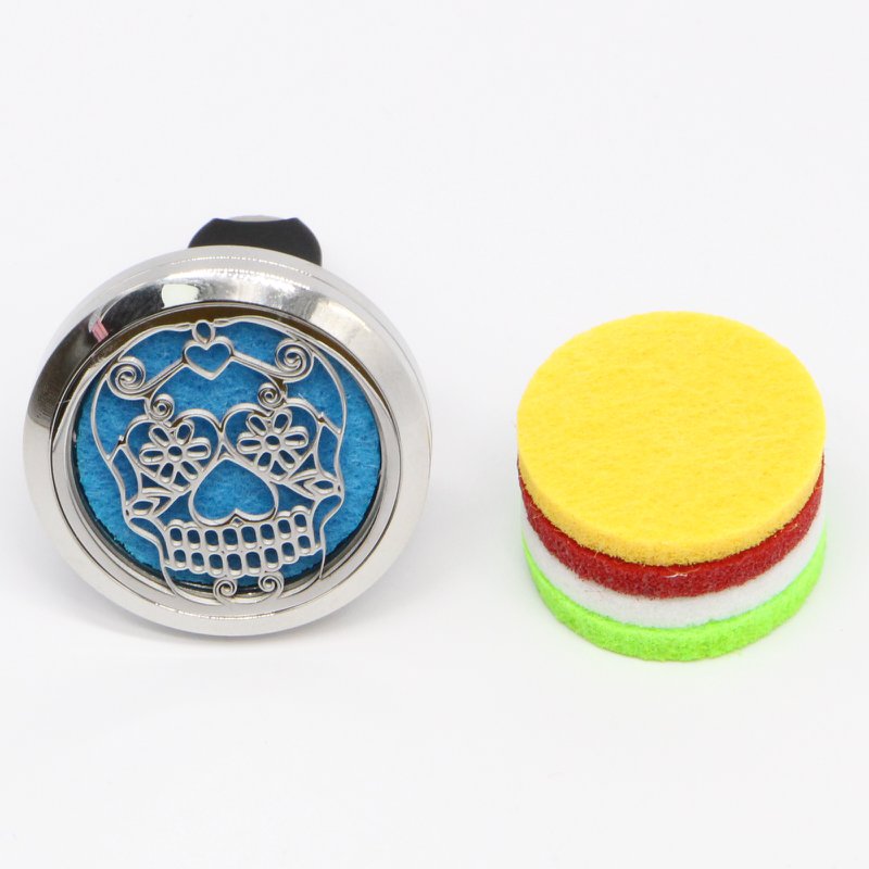 Autoverspreider Clip'Arôme - Calavera - roestvrij staal met blotters - decoratief aromatherapie-accessoire - cadeau-idee