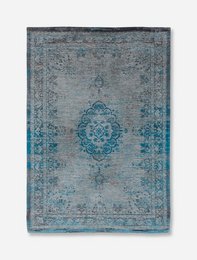 Large grey and turquoise area rug with a vintage-inspired floral pattern. Available in multiple sizes.