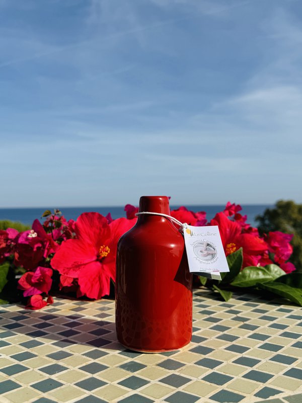 Håndlavet olieflaske med olie donorer olie jug keramisk flaske "unica" til olivenolie & eddike fra Italien