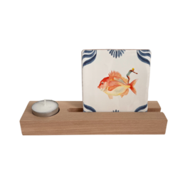 Wooden tile holder for tea light