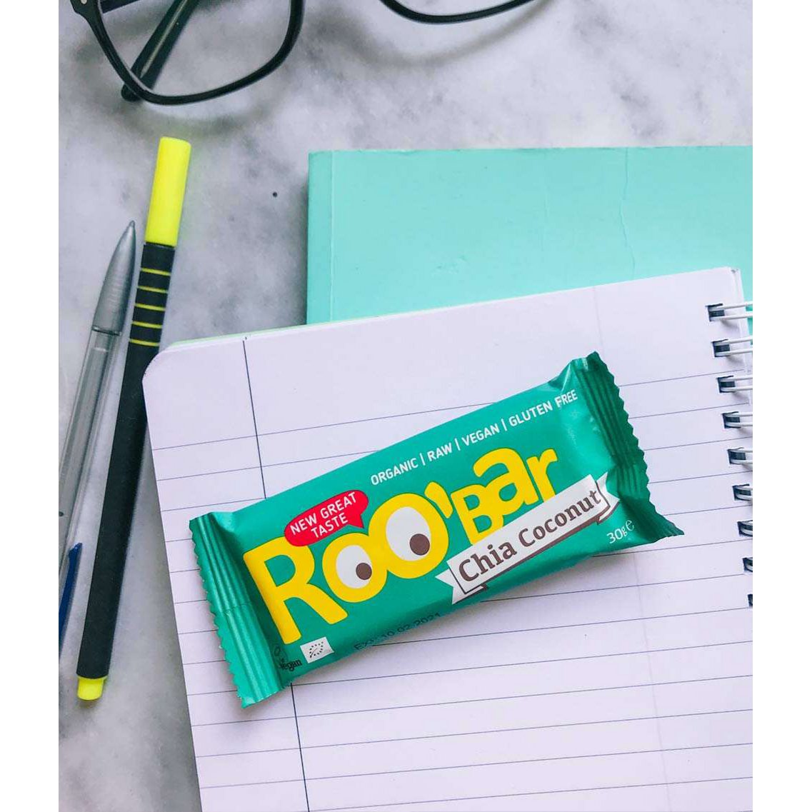 Chia & Coconut Bar, organic, Roobar, 30g
