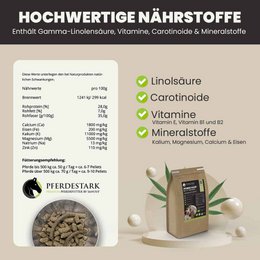 PFERDESTARK Premium organic hemp pellets for horses, horse feed, grain-free mineral feed, 5kg bag of hemp press cake