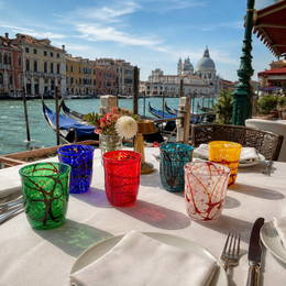 Tiziano-glazen van Murano-glas, gemaakt op het eiland Murano, geblazen en handgemaakt door meesterglasmakers - SPECIALE EDITIE - 450 ml.