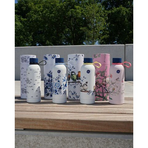 Water bottle forest birds - insulated - stainless steel