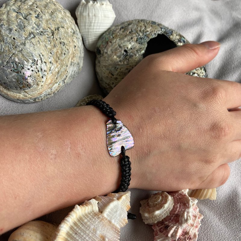 Skal armbånd | Håndlavet abalone beach vibe Perlemor macrame