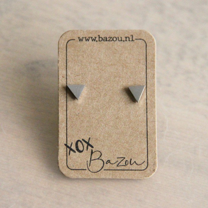 OS427 - Stainless steel stud earrings triangle - silver