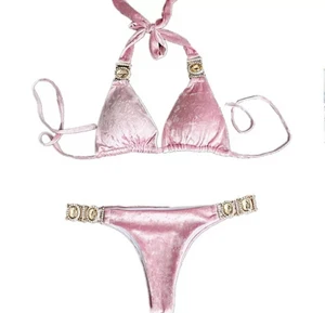 Glamed velvet bikini | roze