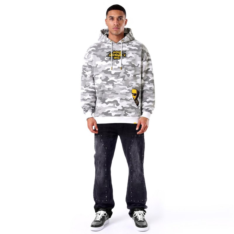 Kapuzenpullover mit Bart-Print Weiß
