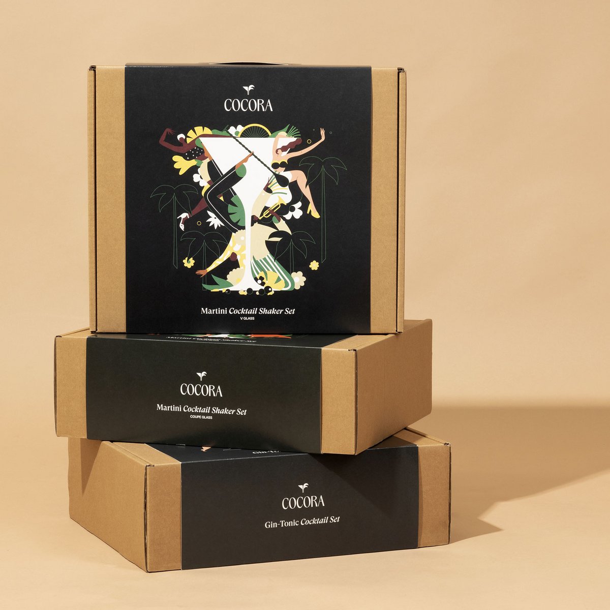 Set regalo Cocora Martini - Set cocktail in acciaio inossidabile da 8 pezzi - Shaker per cocktail - Bicchieri Martini a forma di V - Libro cocktail - Sostenibile