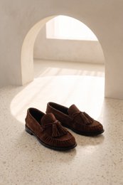 VINCI CHOCOLATE – Wildleder-Loafer mit Fransen und Quasten