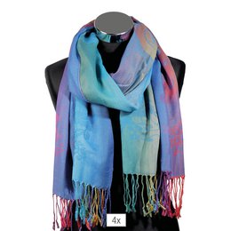 Scarf package, 100% polyester, VE 4, ombré effect + peacock, blue