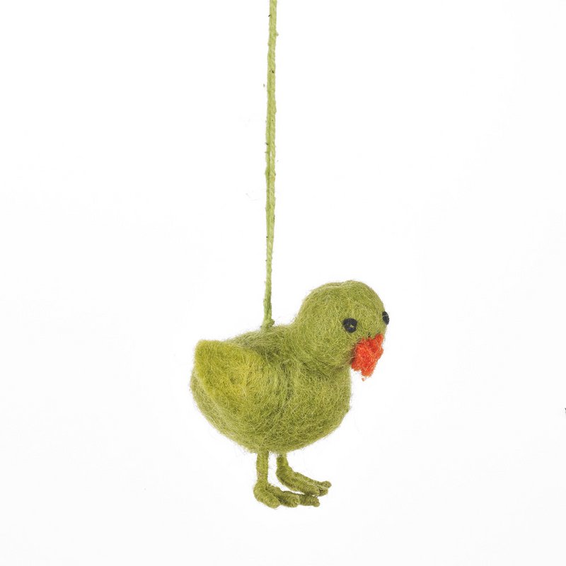 Decoración de pollito de Pascua colgante de fieltro hecho a mano (juego de 6)