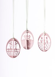 Oeufs de Pâques en métal - 3 motifs (rose)