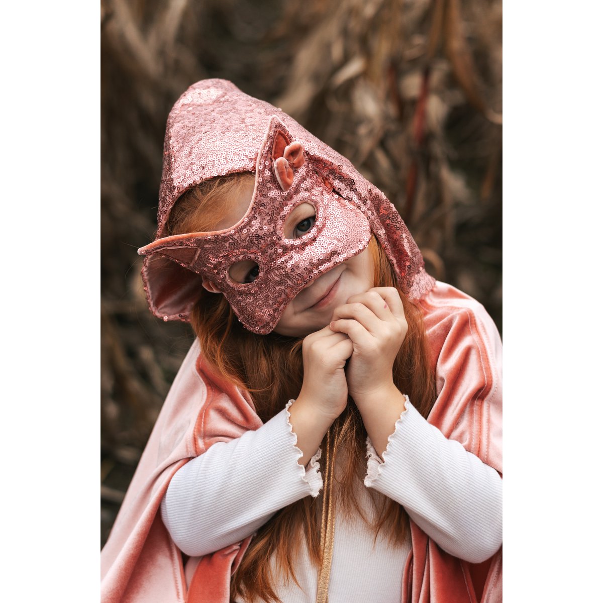 Maschera gatto con paillettes in oro rosa, costume da carnevale per ragazze, costume da abito elegante, accessori per gatti, regalo per gli amanti dei gatti, costume da gatto di Halloween