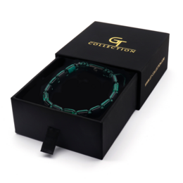 Tiger Green Tiger Eye, Bracelet à perles plates en onyx noir