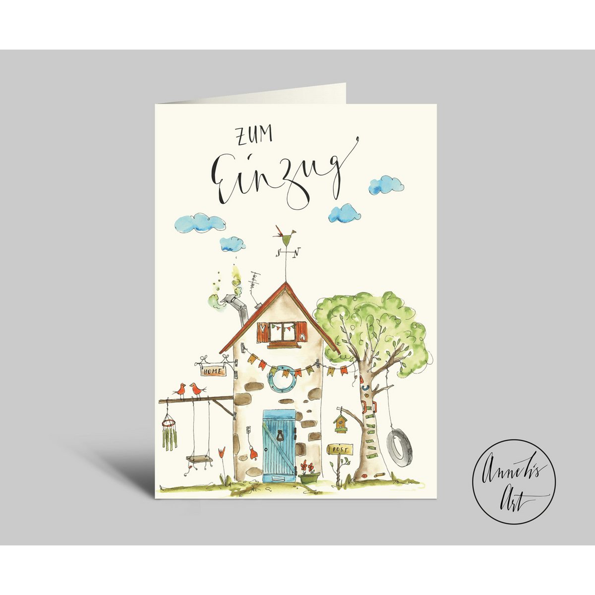 Entry card | Detailed and colorful house | Folded card with envelope
