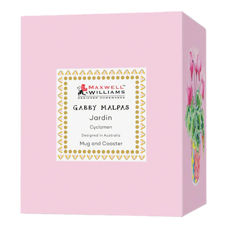 M&W Jardin Mug 300ml & Coaster, Cyclamen pink, giftbox