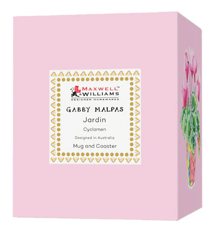 M&W Jardin Mug 300ml & Coaster, Cyclamen pink, giftbox