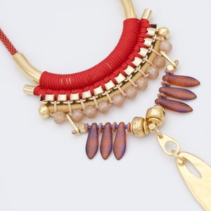 SALAMINA red and gold statement necklace with pendants
