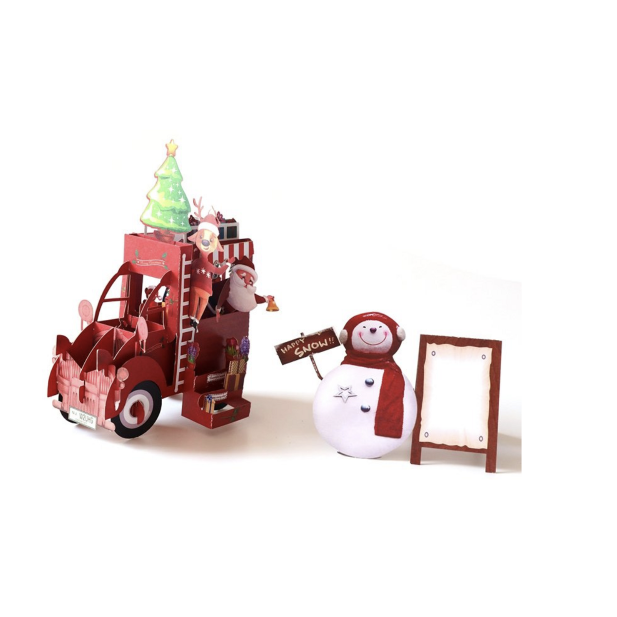 Biglietto natalizio 3D Babbo Natale Citroën 2CV anatra con pannello messaggi