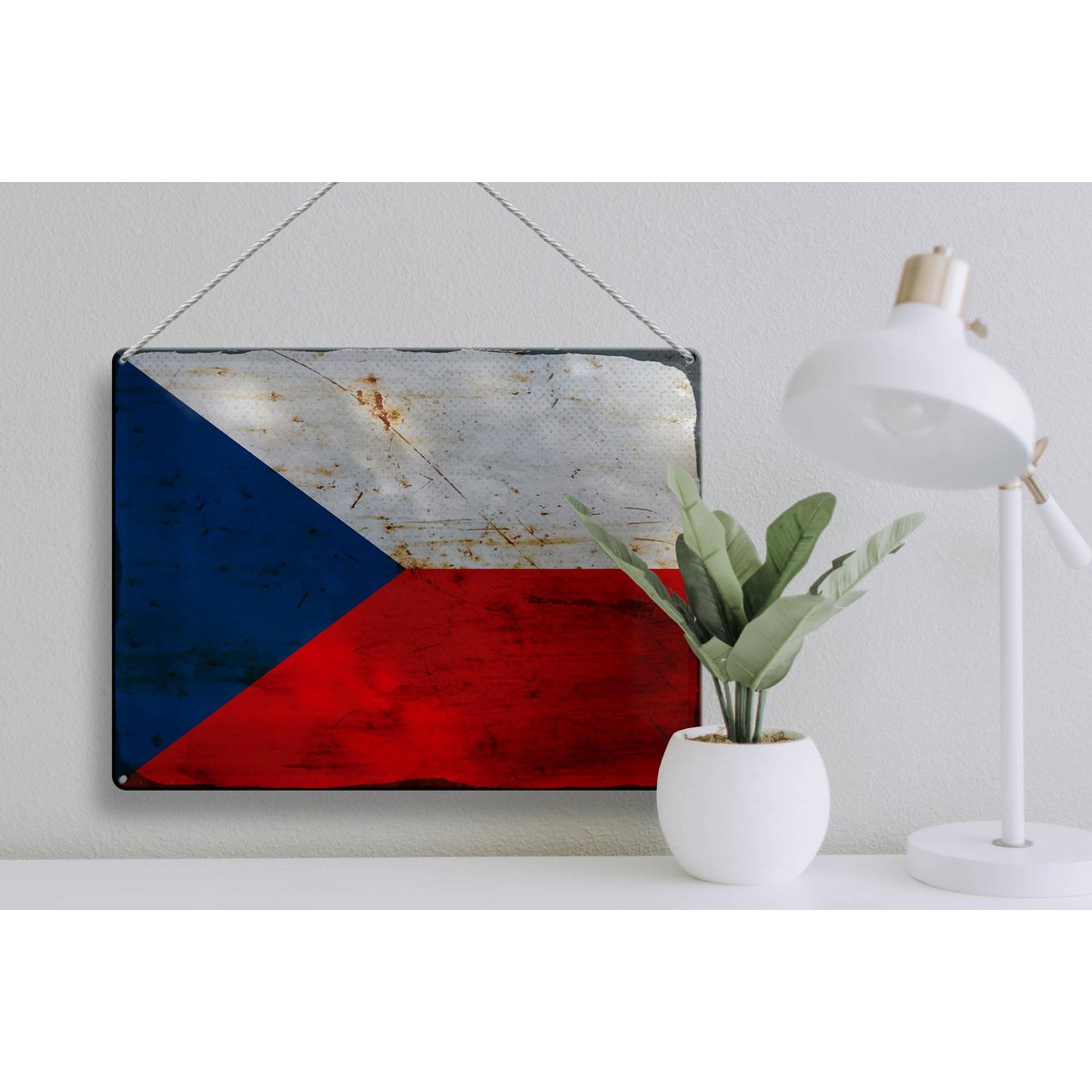 Tin Sign Flag Czech Republic 40x30cm Czech Republic Rust
