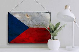 Tin Sign Flag Czech Republic 40x30cm Czech Republic Rust