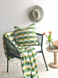 Toby almohada de almohada verde, algodón de punto de punto de jacquard suave