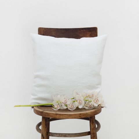 Optical White Linen Cushion Cover
