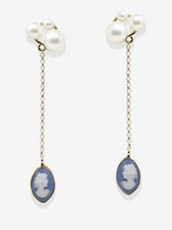 Lilith Sky Blue Cameo Earrings With Pearls