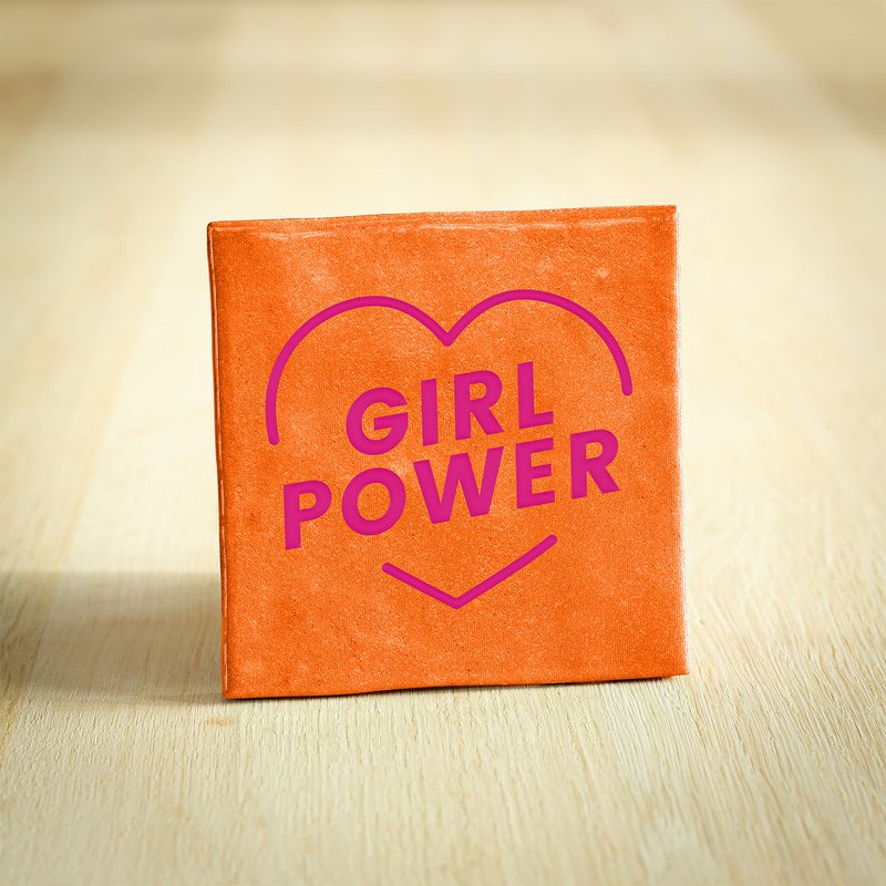 Tegeltje - Girl Power | Oranje & Fuchsia | 10x10cm